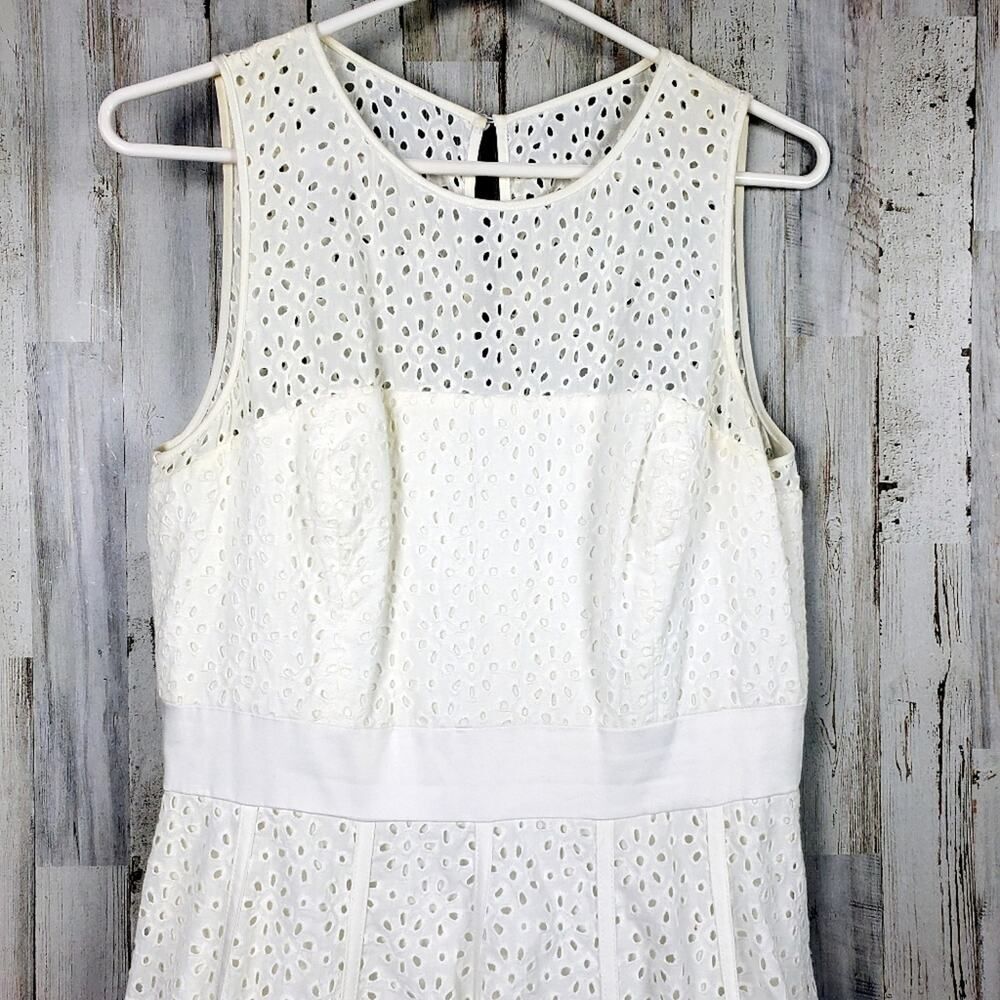 Eliza J Eyelet Fit & Flare Dress White Size 8 - Picture 4 of 11